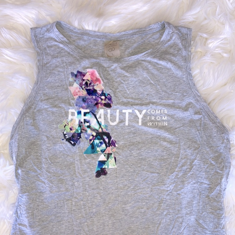CALIA Beauty Comes From Within Muscle Tank Yoga Top L